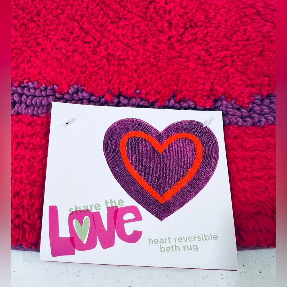 Heart-Shaped Purple and Red Bath Mat